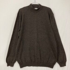 Bachrach Mock Neck Sweater XXL Brown 100% Fine Merino Wool Made in Italy